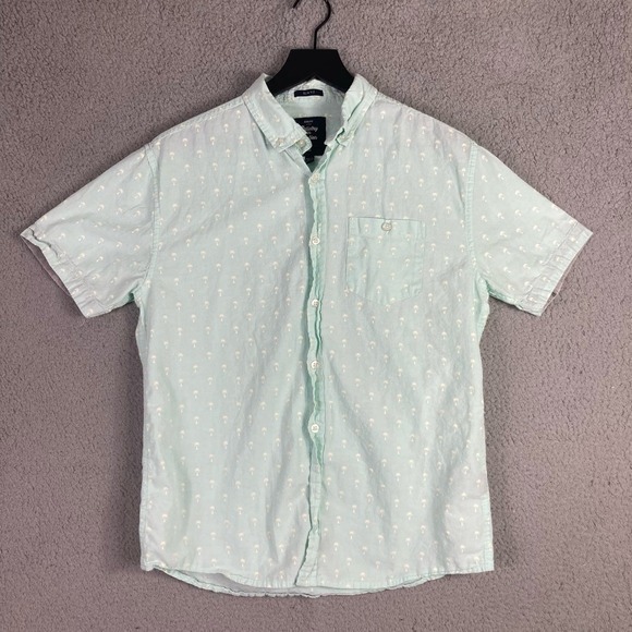 Palm Tree Button Shirt Graphic Men's M Casual Fashion Tropical Print Top Tee - Picture 2 of 8